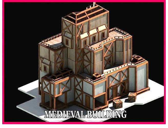 Medieval Low Poly Building  Castle Wooden Village Stone House 44