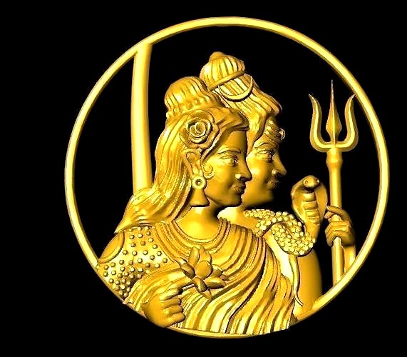 Shiva parvati gold pendant Clearance