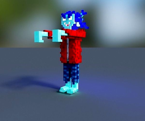 Zombie man voxel mutant for game 3d 3dgame