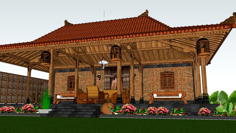 Gazebo Limasan Jati Tiang 14x14 Cm Uk 5x10 M2