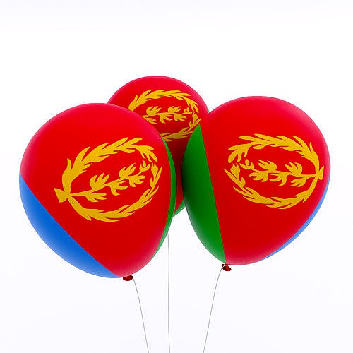 Eritrea country balloon low poly 3d model