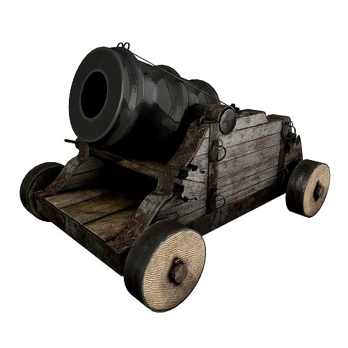 15th Century Mortar Cannon Rusty Low Poly