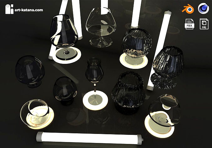 COGNAC BRANDY glassware black party set luxury interior