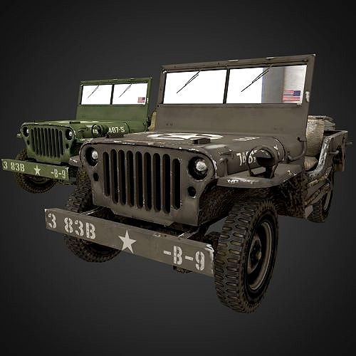 Jeep Willys 1944 US Army WWII Game Ready