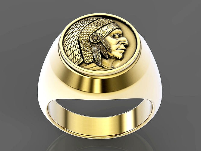 Indian man ring silver gold sterling printable jewelry 3D model | 3D