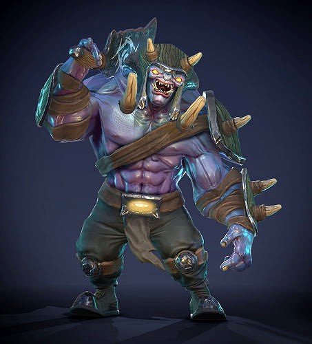 Stylized fantasy character Ogre base mesh Low-poly 3D model