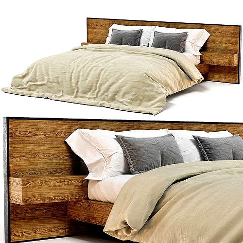 Wood Veneer Bed With Integrated Nightstands Rialto Bed
