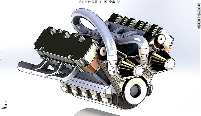 Car Engine V6 animated - solidworks