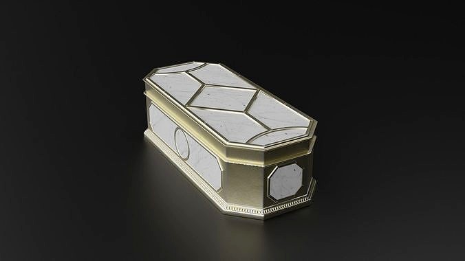 Antique rectangular jewellery box with gold plated ornate S