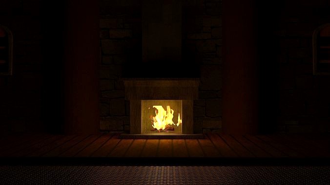 medieval fireplace lowpoly