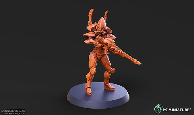 Space Elf Male Soldier Pose 1 - 8 Variants | 3D