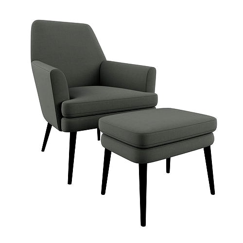 Chisa High grey upholstered armchair with footrest Actona