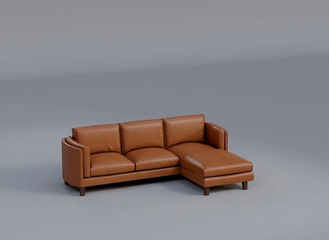Brown Leather 2 Piece Sectional with RAF Chaise - Pacer