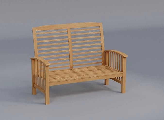 Modern Acacia Wood Outdoor Loveseat