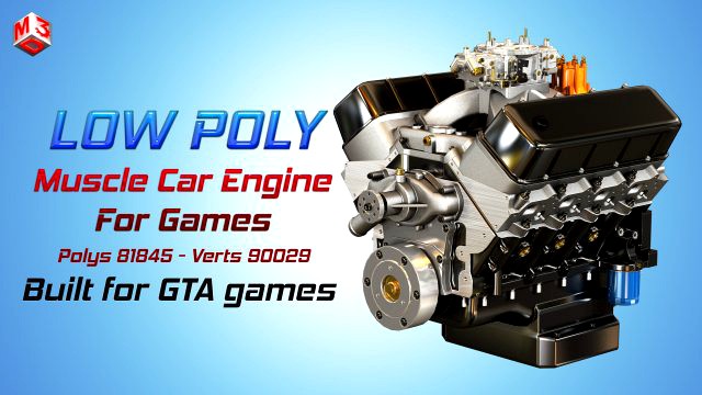 cnc-motorsports engine - v8 muscle cars engine low-poly