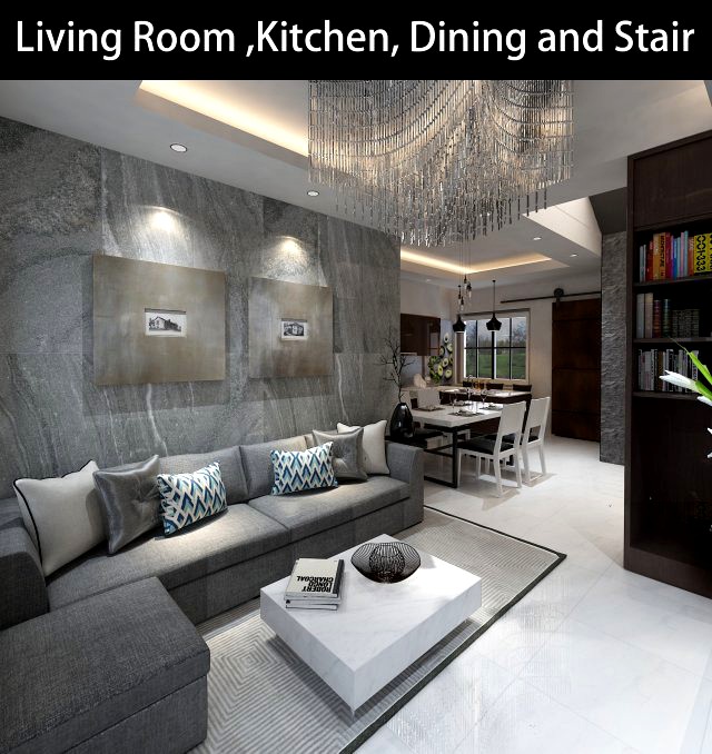 living room and kitchen