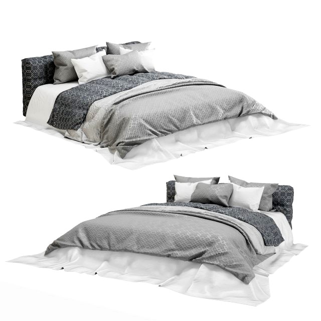 gray modern fabric bed