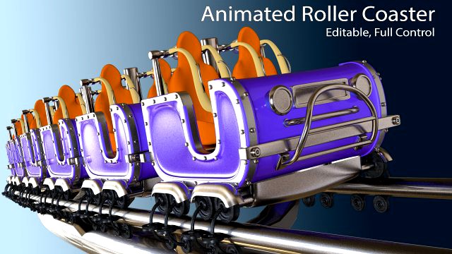 3d animated roller coaster train