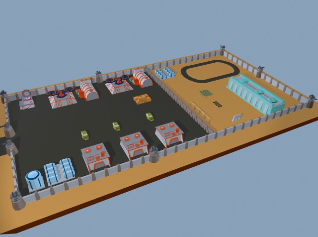 lowpoly military base