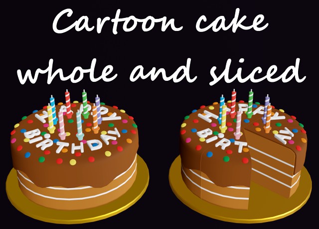 cartoon hb cake solid and sliced