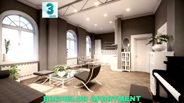 bachelor studio apartment scene 3ds max