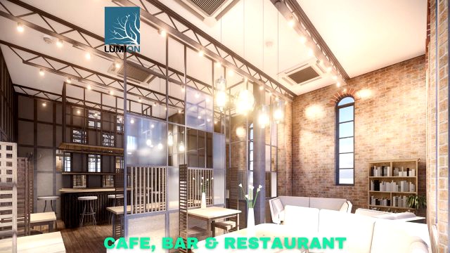 intimate cafe bar restaurant scene lumion - low poly