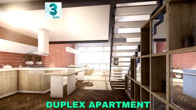 modern duplex apartment scene 3ds max - low poly