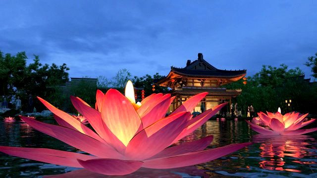 garden night scene