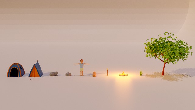 low poly camp