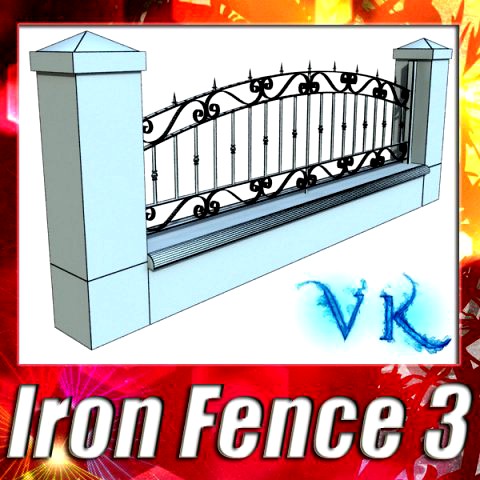 Wrought Iron Fence 03 High res 3D Model