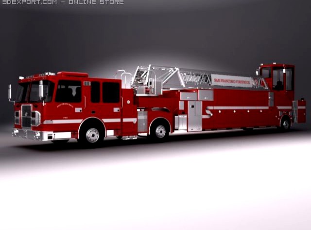 Long rescue Fire Truck 3D Model