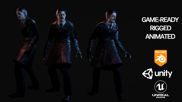 game-ready detective rigged and animated