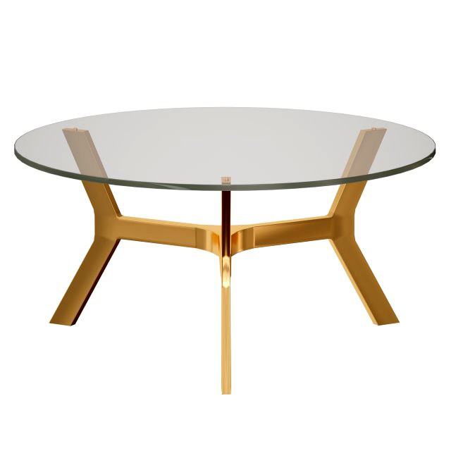 elke round glass coffee table with brass base crate and barrel