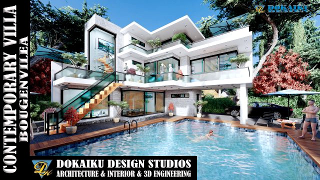 contemporary villa bougenvillea