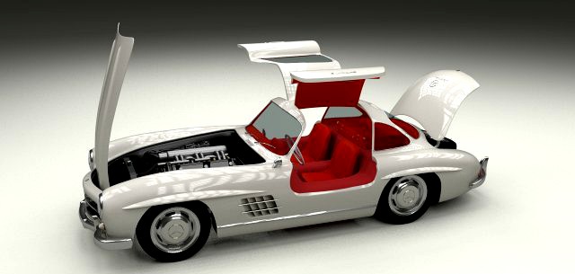 Fully ModelledRigged Mercedes 300SL Gullwing 3D Model