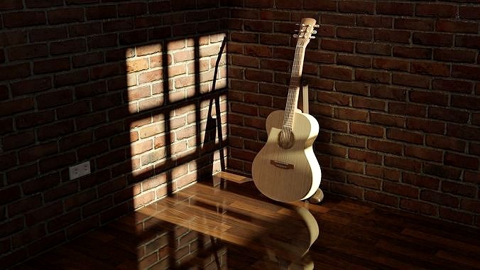 Wooden acoustic guitar