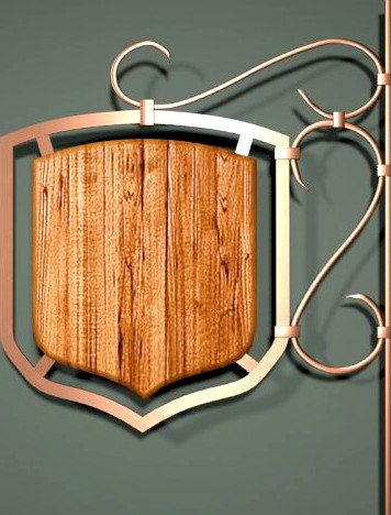 Wooden banner version 2 3D Model