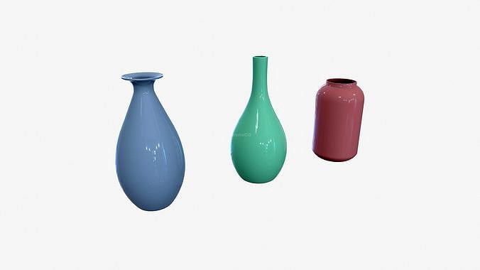 Interior Decor Vase Set Blue Green Red 4K PBR Textures Render