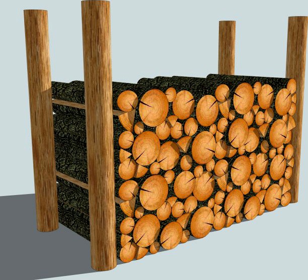 Firewood log pile 3D Model