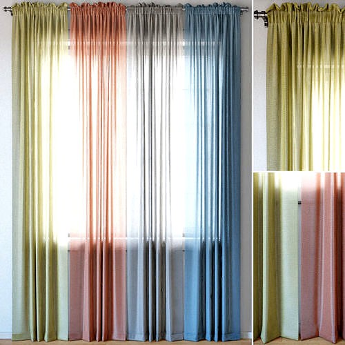 Curtains 96 EMILY VOILE Yellow Coral Charcoal Dusty Blue