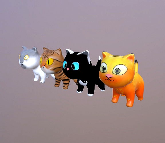 Low poly Cat with 4 skins