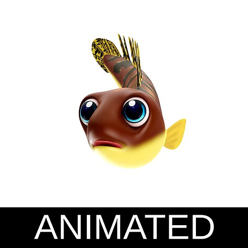 Barred Bichir Fish Cartoon Style Animated