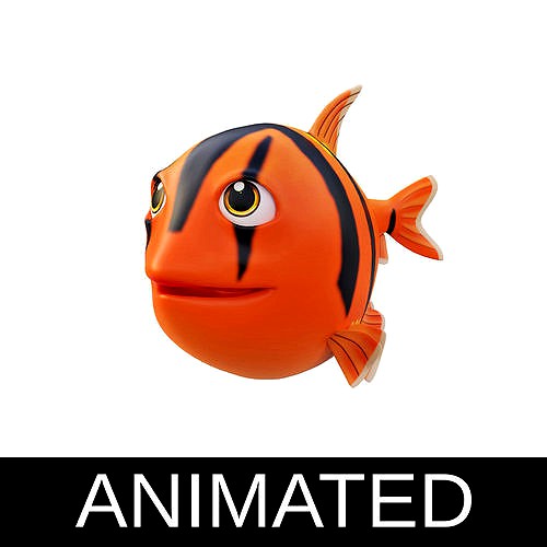 Scissortail Sergeant Fish Cartoon Style Animated