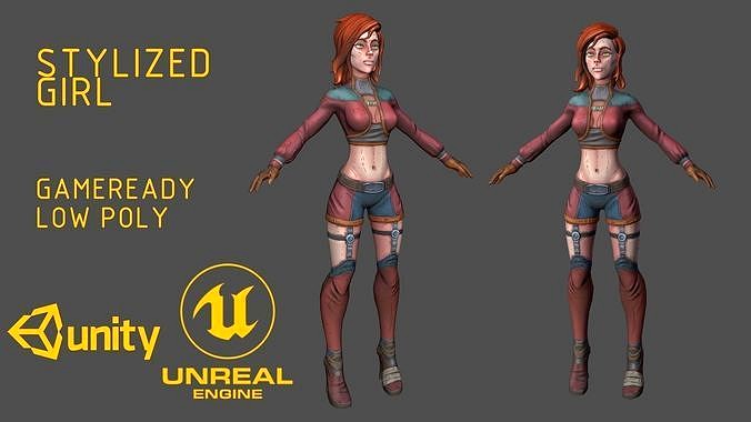 Hannah stylized girl for gameengines
