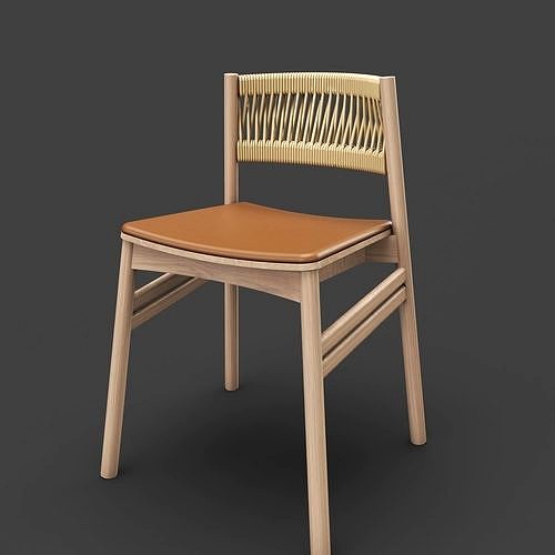 Modern chair with rattan back
