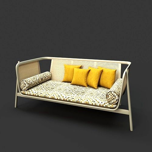 Rattan sofa with seat cushion