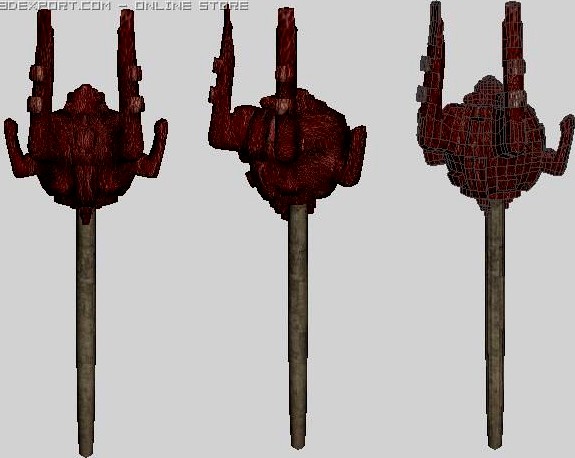 2x Battle Magic Staves 3D Model