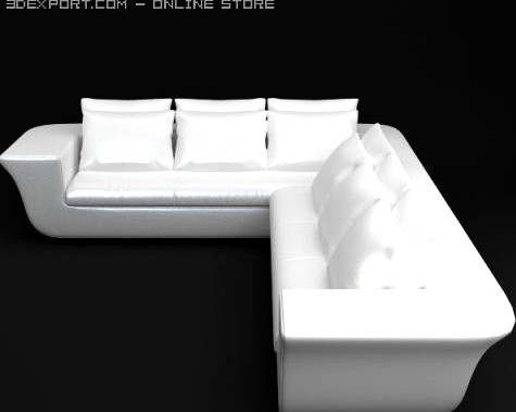 White Corner Sofa 3D Model