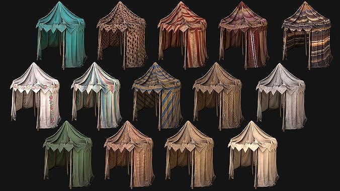 Medieval Market Stalls Cylindrical Tent Pack
