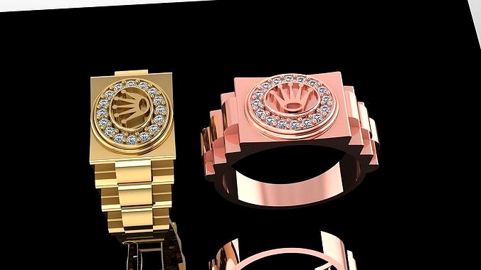 Rolex Ring With Diamonds | 3D